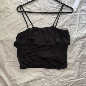 AE American Eagle Outfitters Navy Ruffle Strap Crop Tank Top - Size Medium EUC